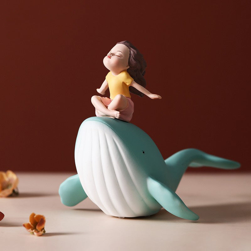 Therapeutic Whale & Girl Figurine - Heartwarming Desk Companion for Emotional Comfort