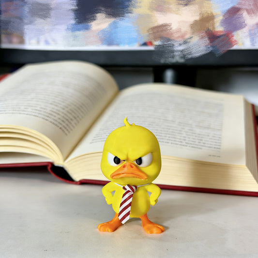 3D Printed Cute Tie Duck Figurine – Novelty Desk & Shelf Decor Ornament
