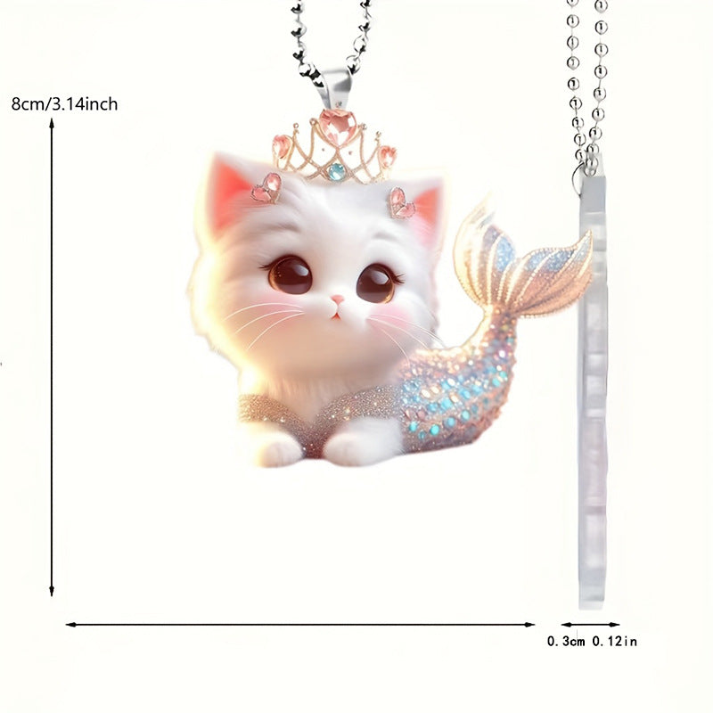 Cute Mermaid Cat 2D Acrylic Keychain