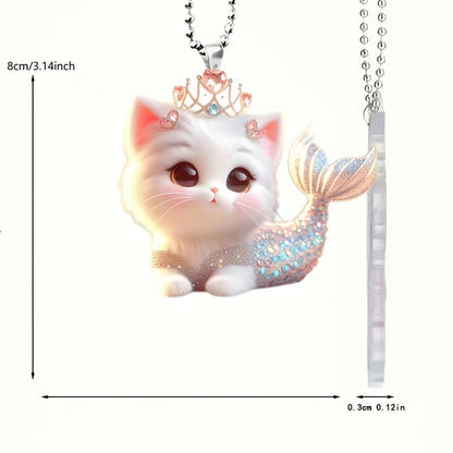 Cute Mermaid Cat 2D Acrylic Keychain