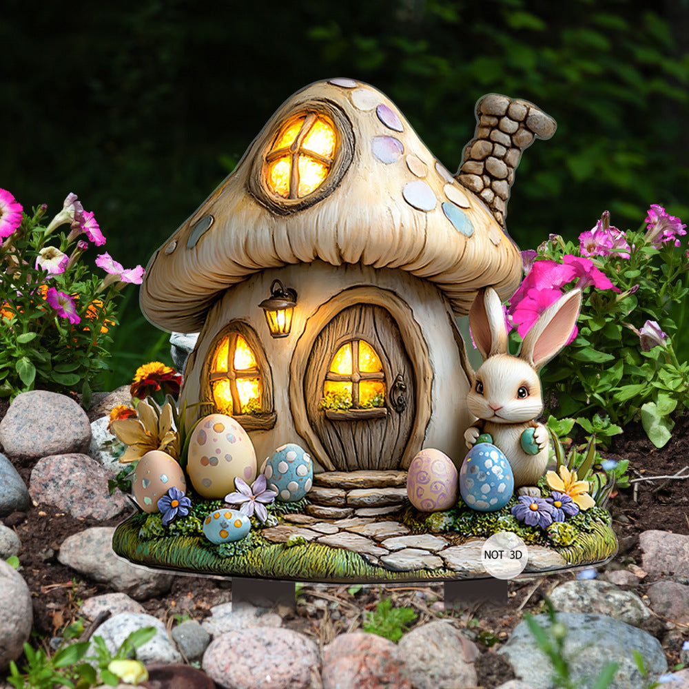 Fairy Tale Forest Mushroom House Ground-Standing 2D Acrylic Garden and Yard Lawn Flower Pot Decorative Accent