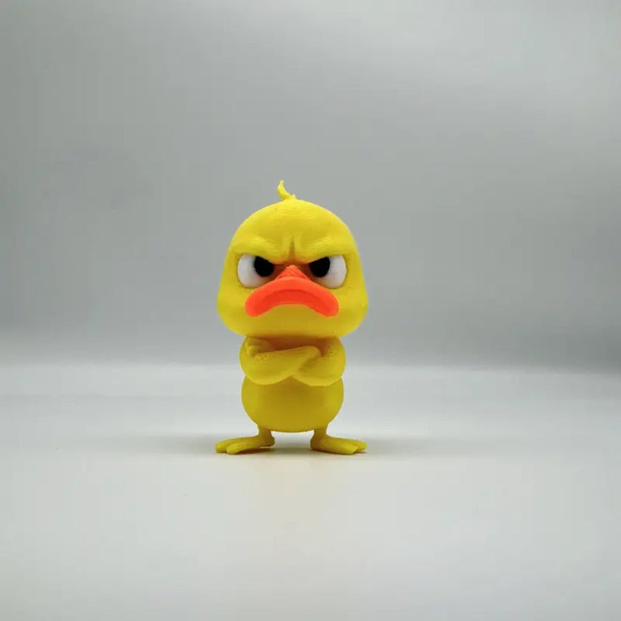 Angry Yellow Duck Statue – Funny Duck Figurine with Expressive Cute Face Novelty Gift Desk Decor