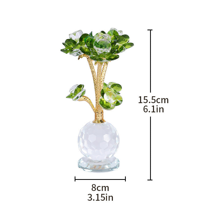 Crystal Pink Rose Decor - Nordic Luxury Living Room Ornament, Birthday Gift