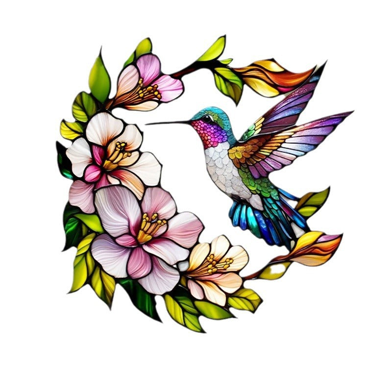 8 Inch Stained Glass Hummingbird Suncatcher
