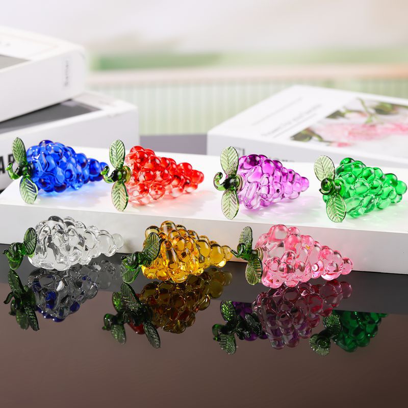 Crystal Glass Fruit Grape Decoration Crafts