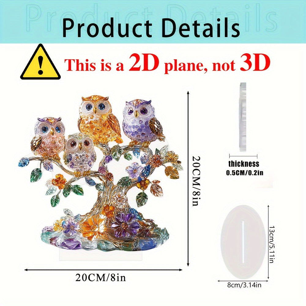 Owl 2D Acrylic Home Decor Ornament - Animal Art Craft & Gift