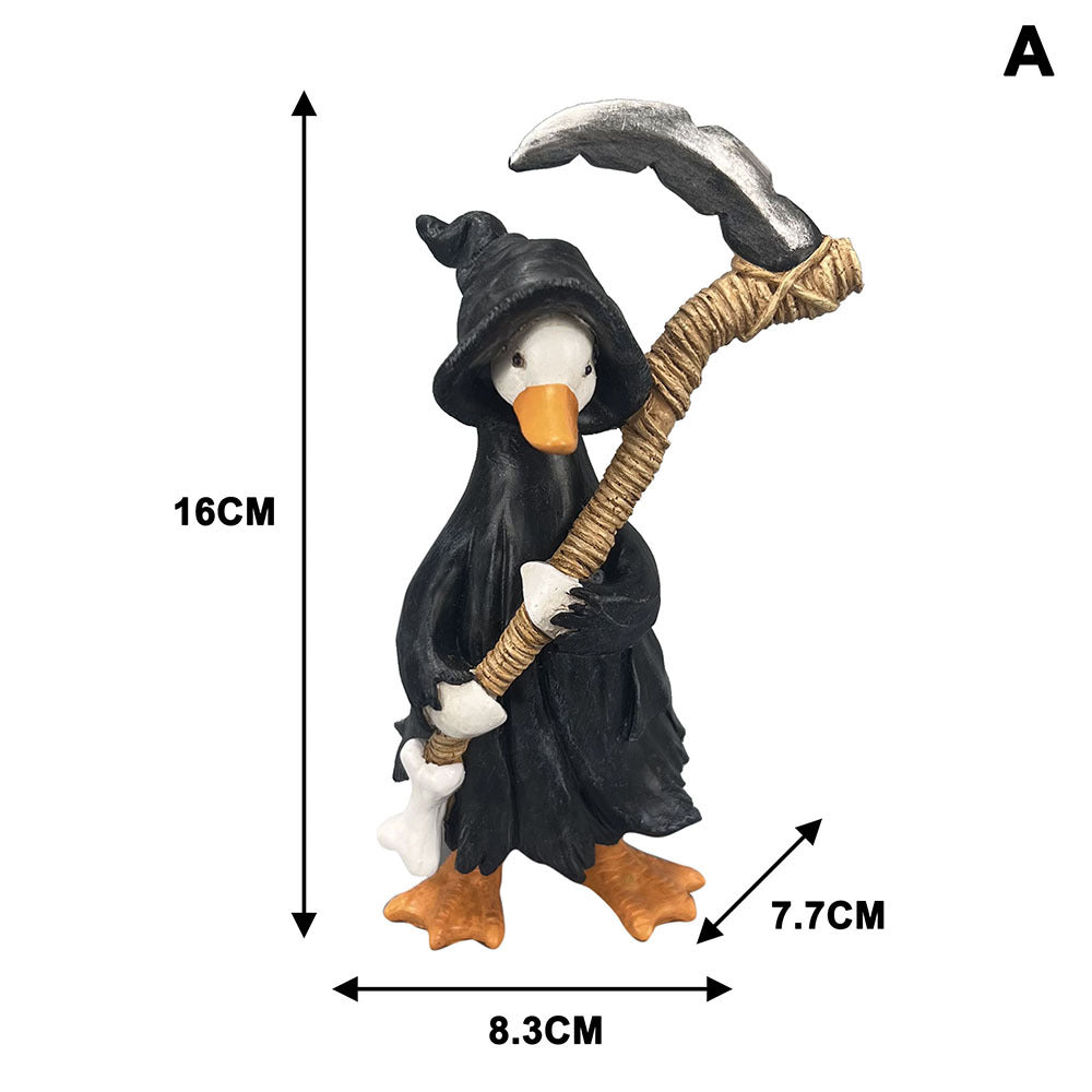 Halloween Duck Figurine Collection – Mummy, Pumpkin, Reaper, Witch & Ghost Resin Desk Decor