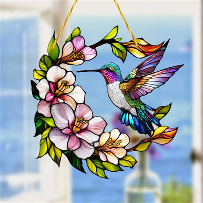 8 Inch Stained Glass Hummingbird Suncatcher