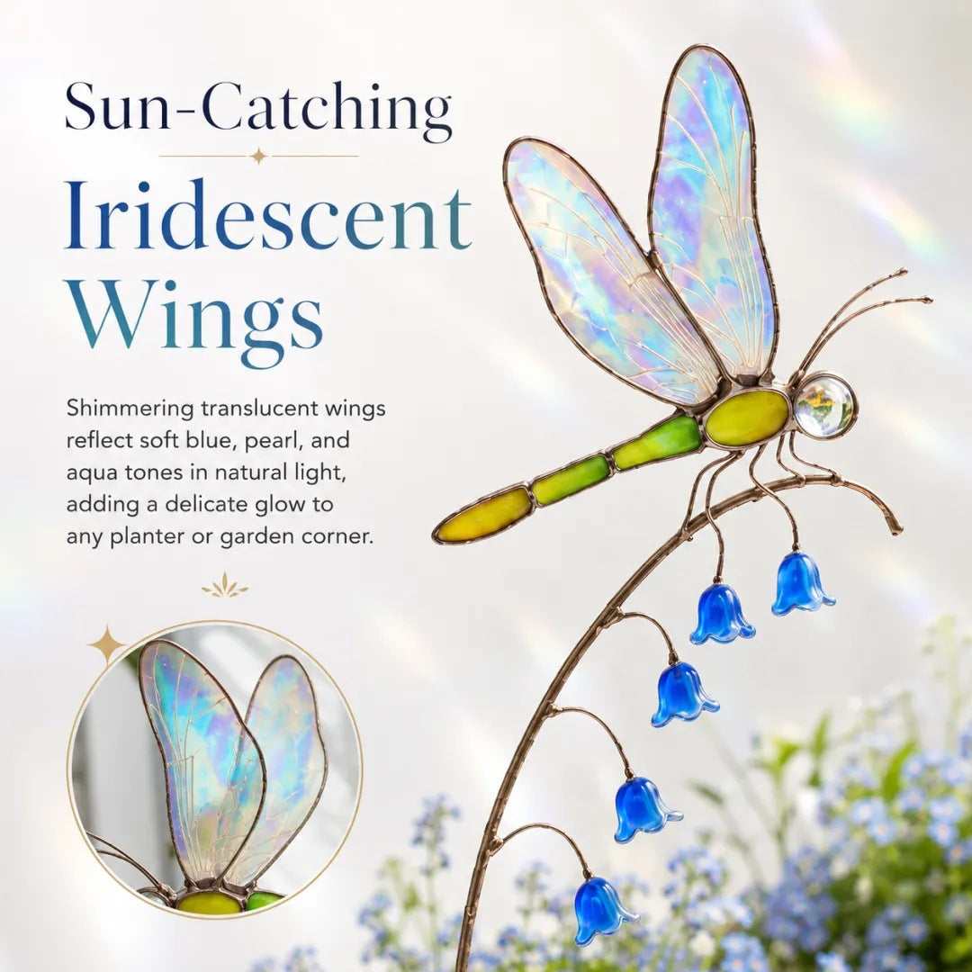 Elegant Dragonfly Bluebell Garden Ornament, Unique Outdoor Decor Gift for Garden Lovers