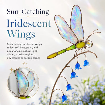 Elegant Dragonfly Bluebell Garden Ornament, Unique Outdoor Decor Gift for Garden Lovers