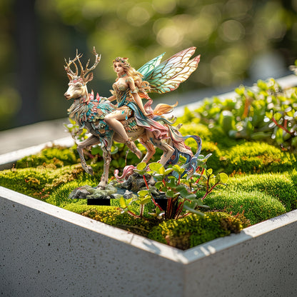 Enchanted Forest Elf & Magic Deer Acrylic Garden Stake