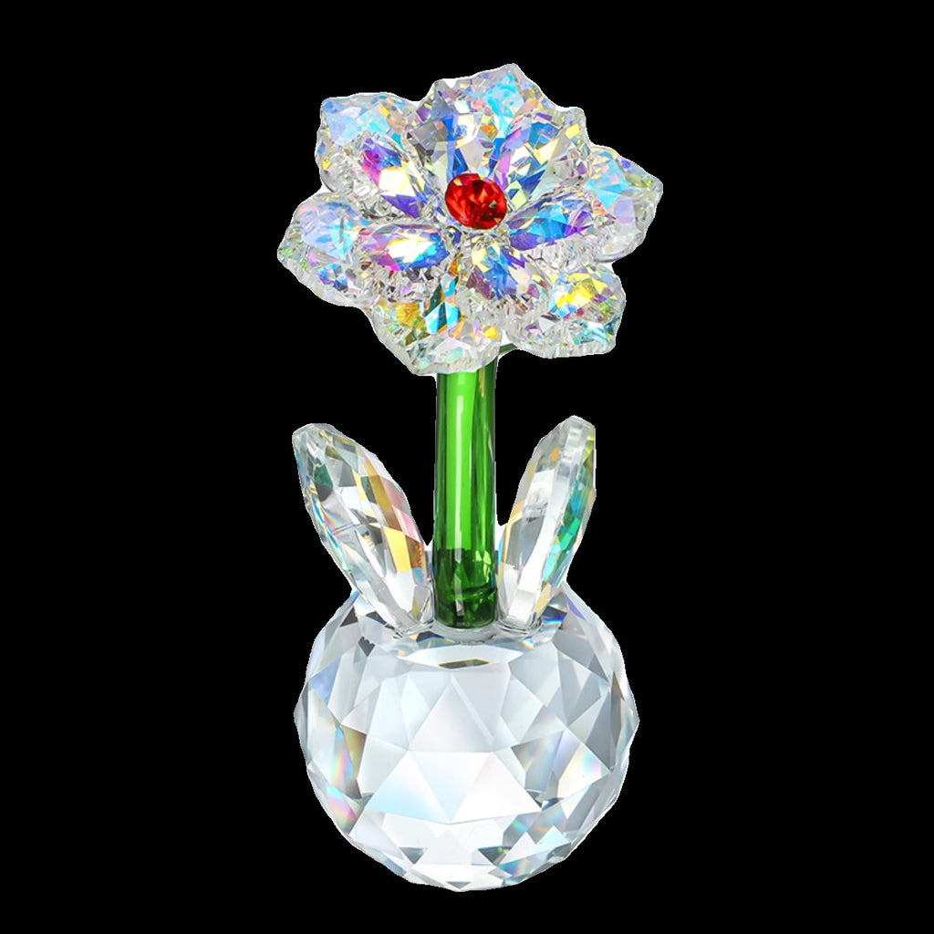 Sunflower glass ornament against a black background