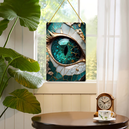 Turquoise Eye Wall Hanging Decor – Kintsugi-Inspired Surreal Art