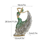 Elegant Peacock Art Figurine Dancer Statue Decorative Home
