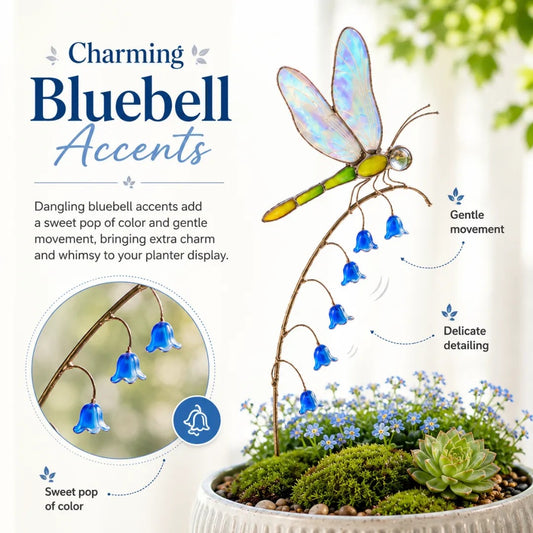 Elegant Dragonfly Bluebell Garden Ornament, Unique Outdoor Decor Gift for Garden Lovers