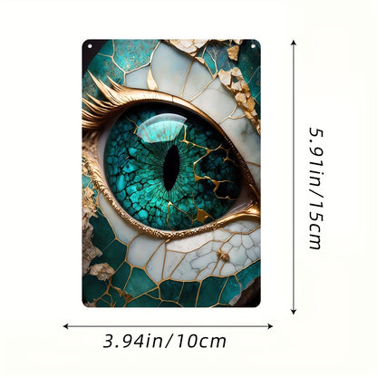 Turquoise Eye Wall Hanging Decor – Kintsugi-Inspired Surreal Art