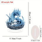 Bohemian Blue & White Crystal Dragon 2D Acrylic Ornament