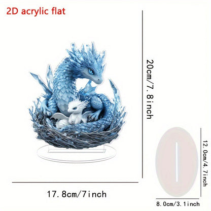 Bohemian Blue & White Crystal Dragon 2D Acrylic Ornament