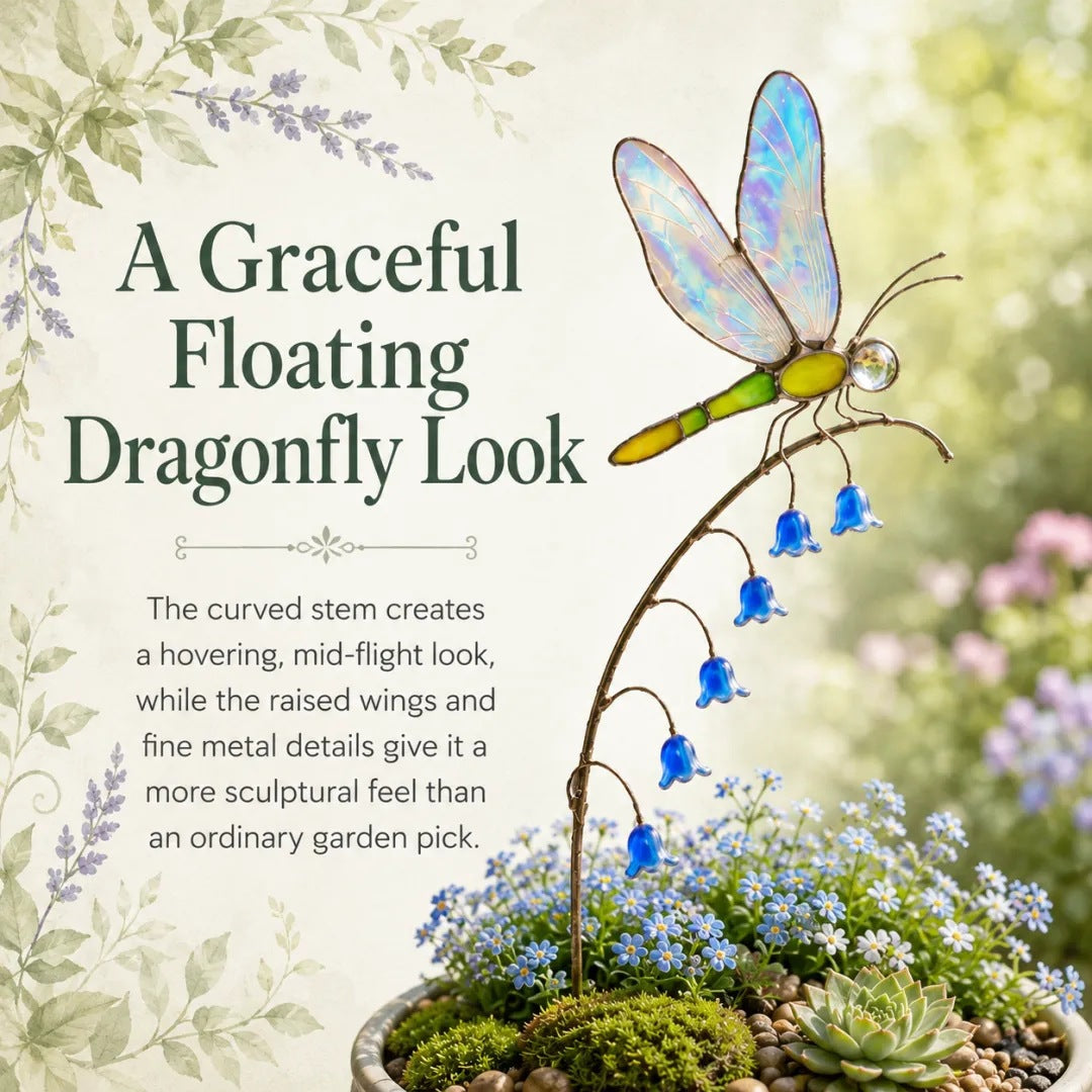 Elegant Dragonfly Bluebell Garden Ornament, Unique Outdoor Decor Gift for Garden Lovers