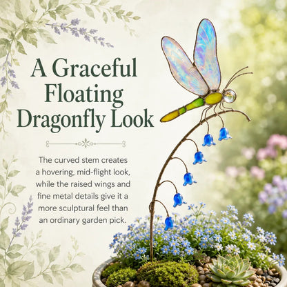 Elegant Dragonfly Bluebell Garden Ornament, Unique Outdoor Decor Gift for Garden Lovers