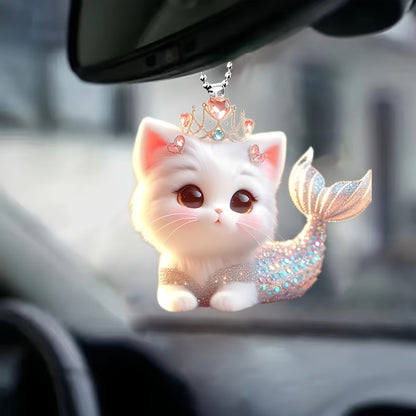 Cute Mermaid Cat 2D Acrylic Keychain