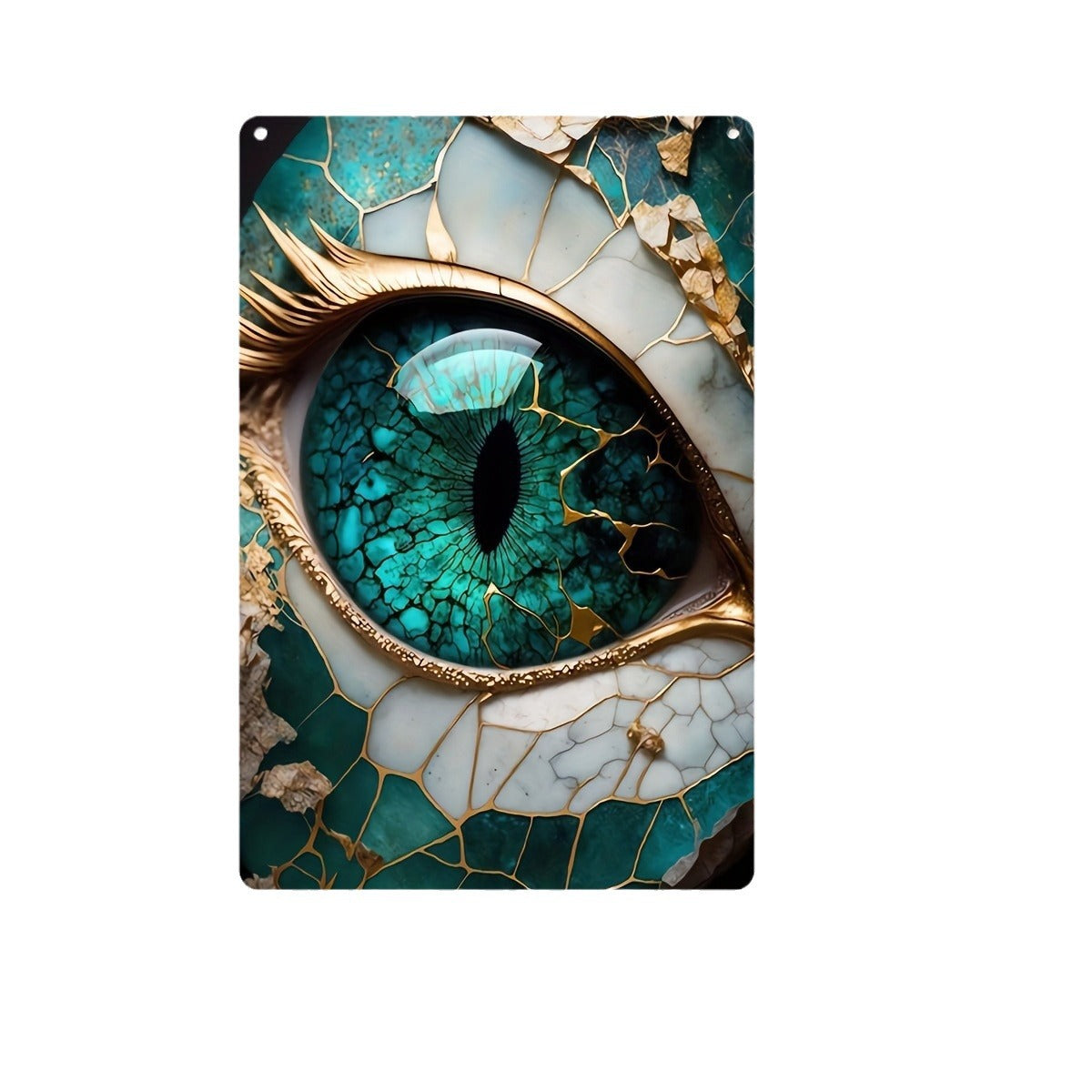 Turquoise Eye Wall Hanging Decor – Kintsugi-Inspired Surreal Art