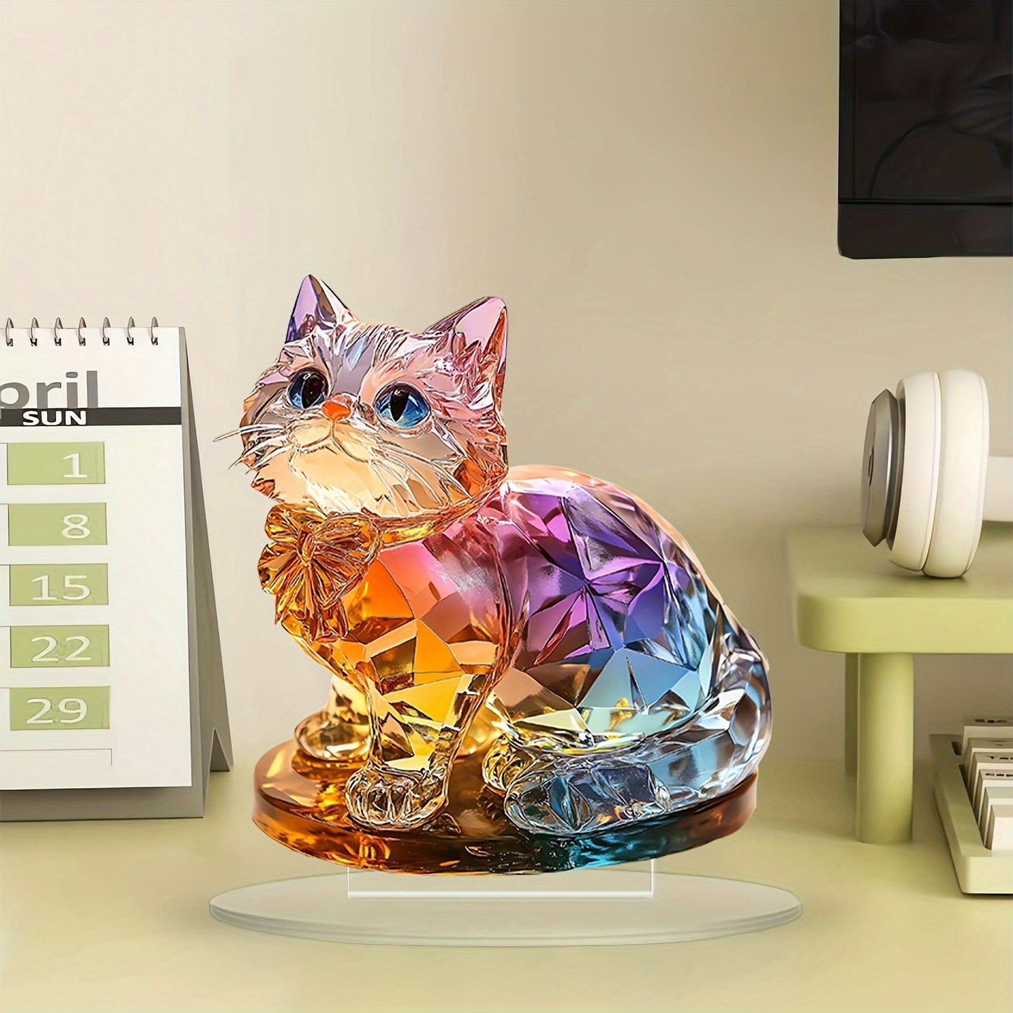 Lumi #1 Kawaii Cat Acrylic Stand – Cute Desk Decor for Bedroom, Shelf & Office Display