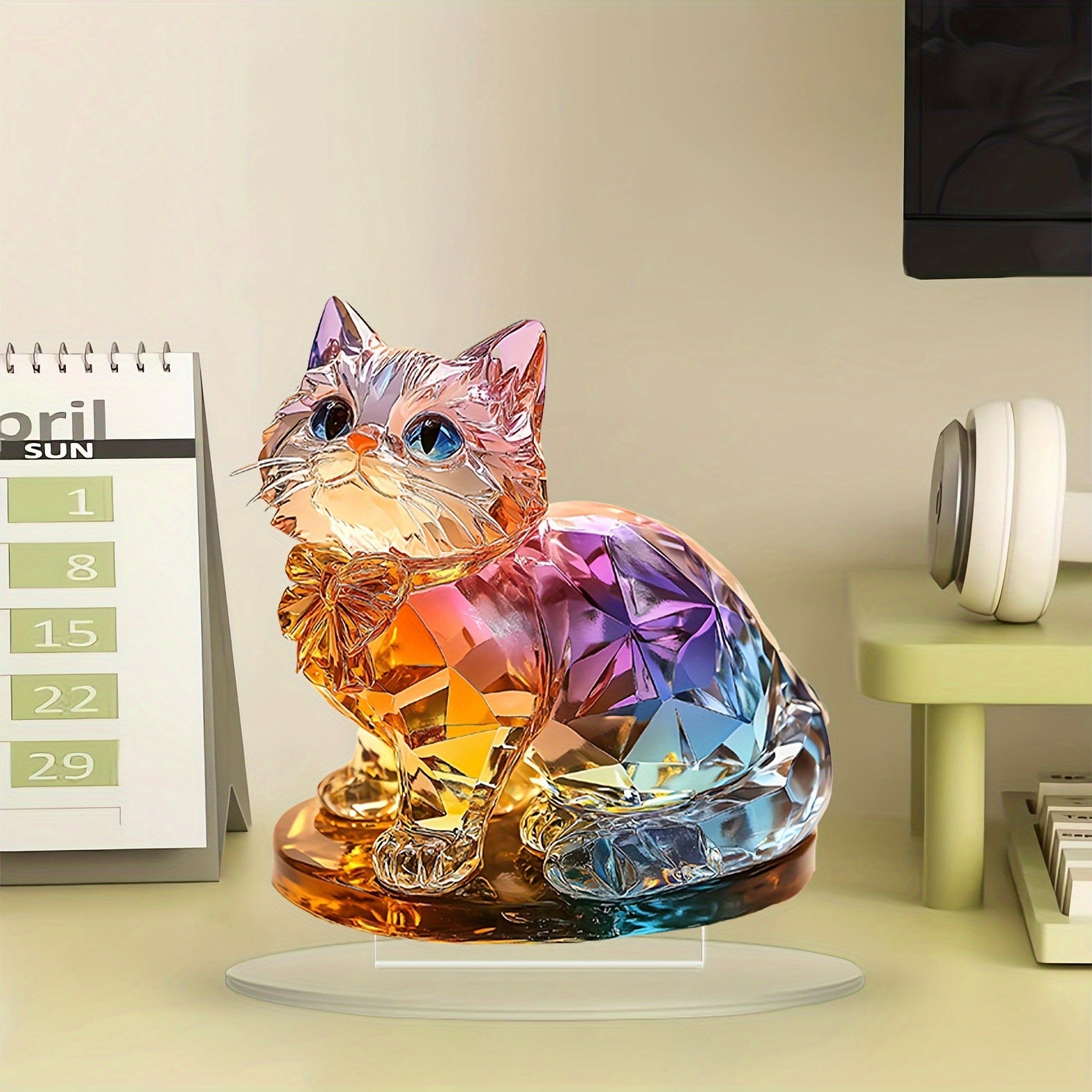 Lumi#1 – Kawaii Acrylic Cat Tabletop Decor for Display