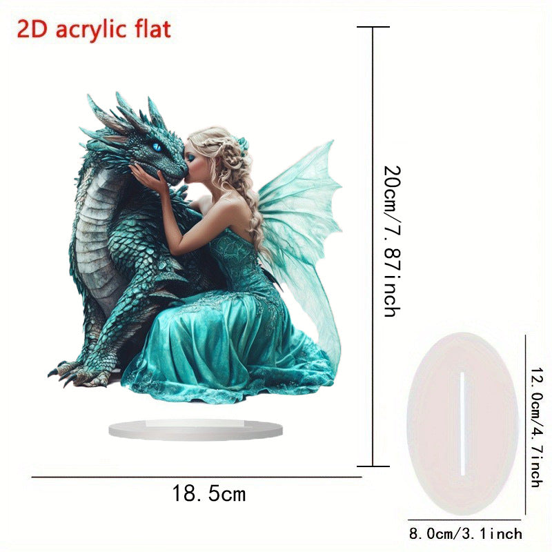 Little Blue Dragon and Beautiful Fairy Acrylic 2D Decorations