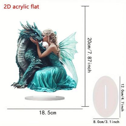 Little Blue Dragon and Beautiful Fairy Acrylic 2D Decorations