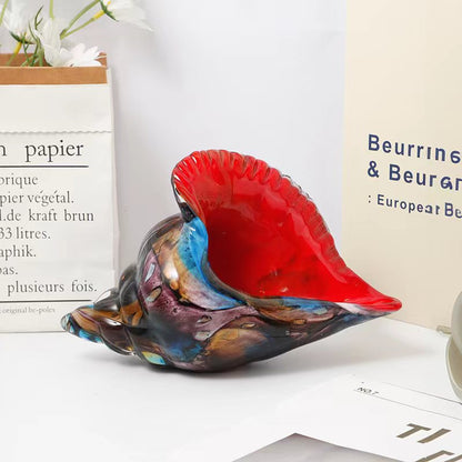 Handmade Glass Sea Shell & Conch Ornaments | Coastal Glass Art Decor