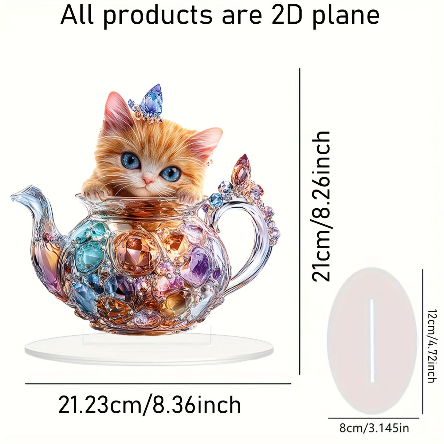 KitTea - Colorful Charming 2D Teapot Cat Tabletop Decor