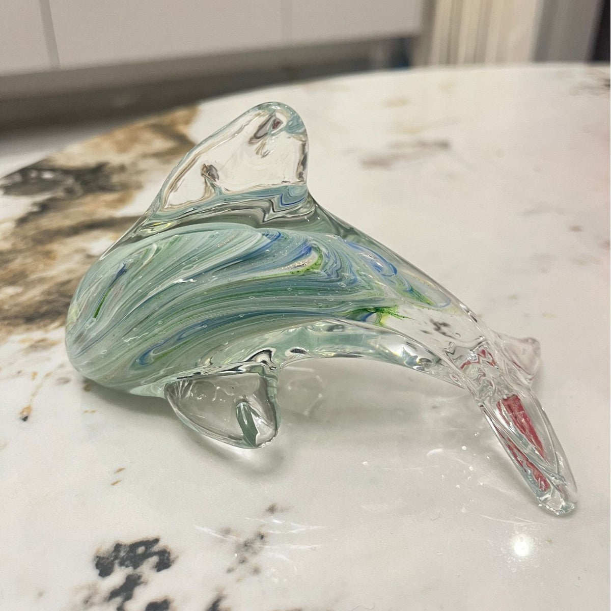 Ocean-Inspired Glow-in-the-Dark Glass Dolphin Figurine