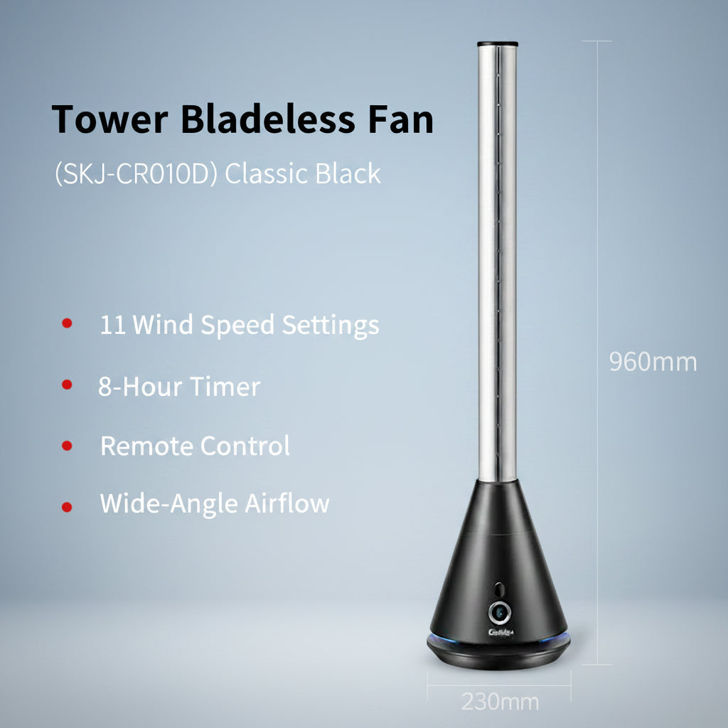 Floor-Standing Silent Bladeless Fan – Blade-Free Design, Gentle Breeze, Undisturbed Sleep All Night Long