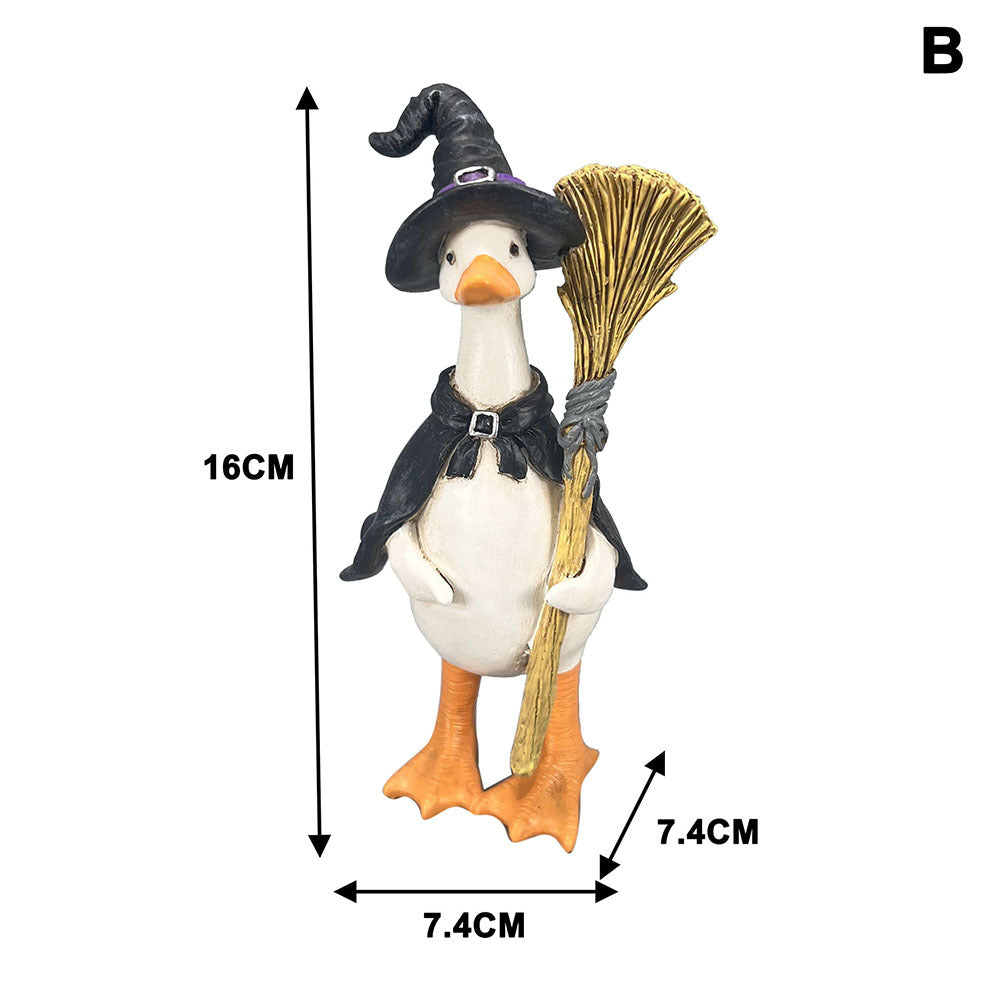 Halloween Duck Figurine Collection – Mummy, Pumpkin, Reaper, Witch & Ghost Resin Desk Decor