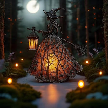 Witch LED Night Light – Halloween Resin Decor, Spooky Home Accent Lamp