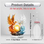 Blaze & Azure Ice & Fire Dragon – 2D Acrylic Tabletop Decor