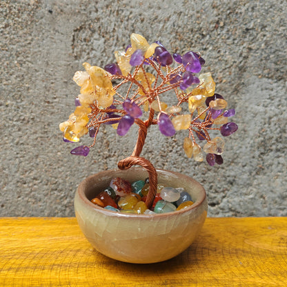 Colorful Crystal Bonsai Money Tree Decor - 4 Hues | Feng Shui Wealth Figurine