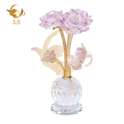 Crystal Pink Rose Decor - Nordic Luxury Living Room Ornament, Birthday Gift