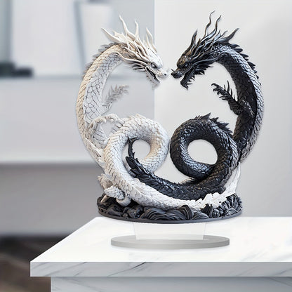 Yin Yang Double Dragon Acrylic Tabletop Decor