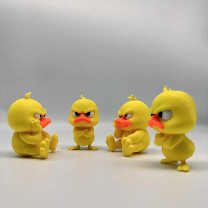 Angry Yellow Duck Statue – Funny Duck Figurine with Expressive Cute Face Novelty Gift Desk Decor