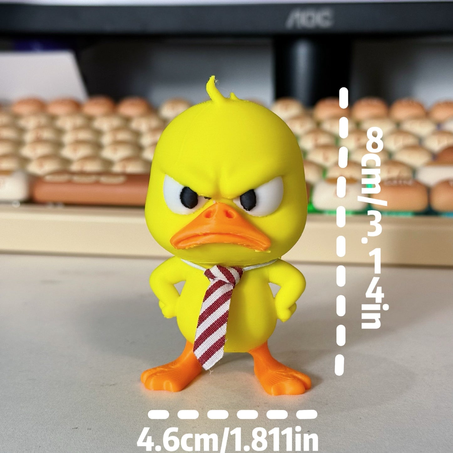 3D Printed Cute Tie Duck Figurine – Novelty Desk & Shelf Decor Ornament