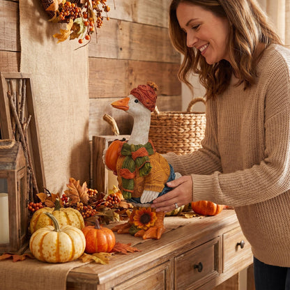 Autumn Pumpkin Duck Resin Ornament – Halloween Seasonal Home Decor