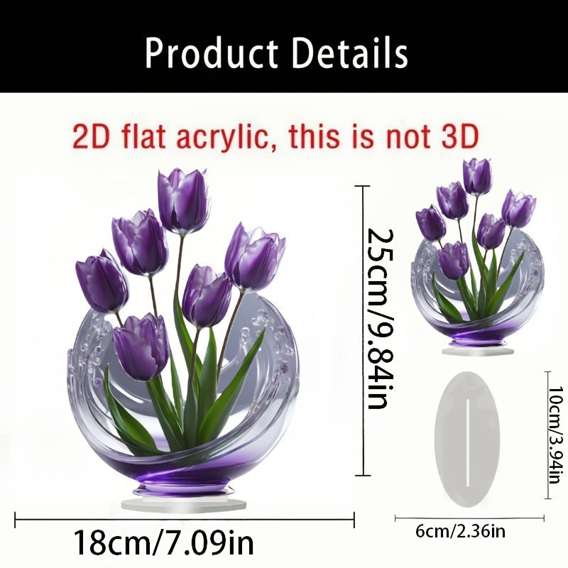 Violeta flat acrylic ornament dimension diagram with separate display base