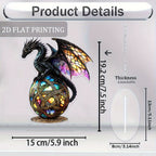 Ebon flat acrylic dragon ornament dimension and display base diagram