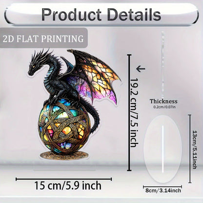 Ebon - Mystic Dark Flame 2D Acrylic Dragon Desktop Decor