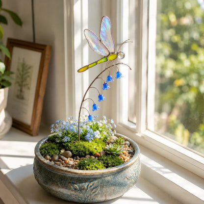 Elegant Dragonfly Bluebell Garden Ornament, Unique Outdoor Decor Gift for Garden Lovers
