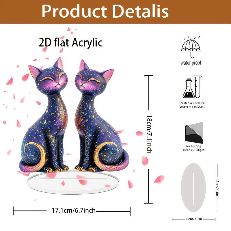 Lumi celestial twin-cat 2D acrylic ornament dimension diagram