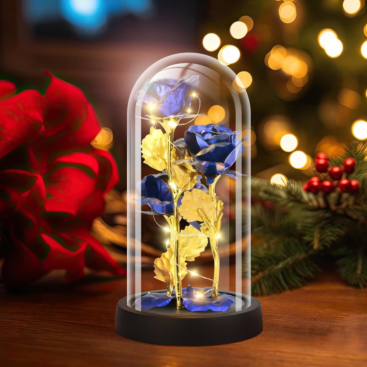 Rose Flower in Glass Dome - Romantic Gifts