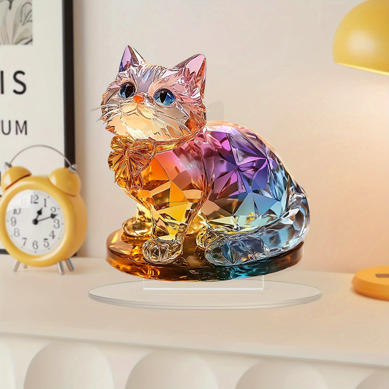 Lumi#1 – Kawaii Acrylic Cat Tabletop Decor for Display